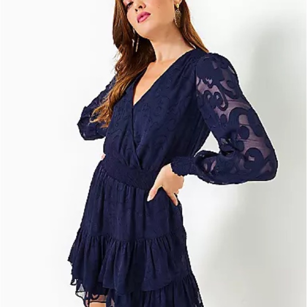 Lilly Pulitzer Christina Navy Blue Long Sleeve Dress
